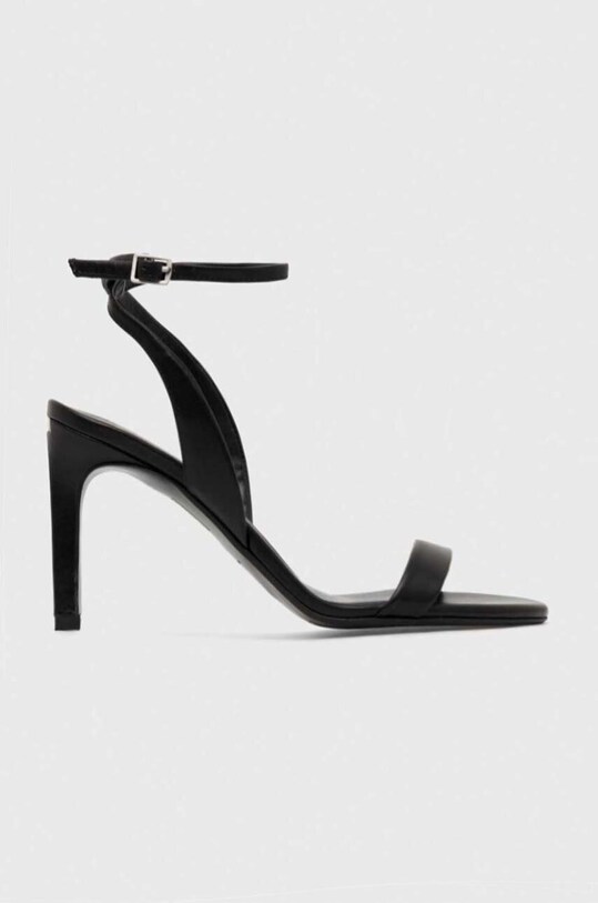 Шкіряні сандалі Calvin Klein HEEL SANDAL 90 LTH шпилька чорний HW0HW01945