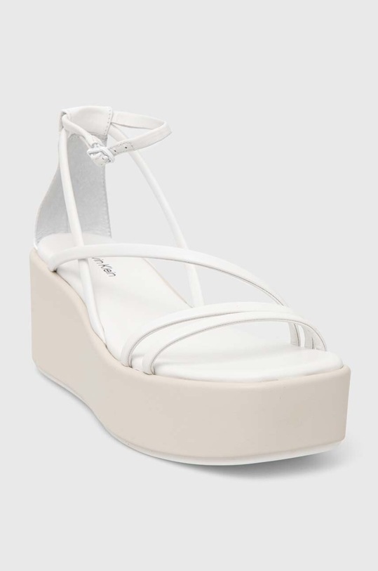 Kožené sandály Calvin Klein WEDGE SANDAL 30 LTH přírodní kůže bílá HW0HW01949