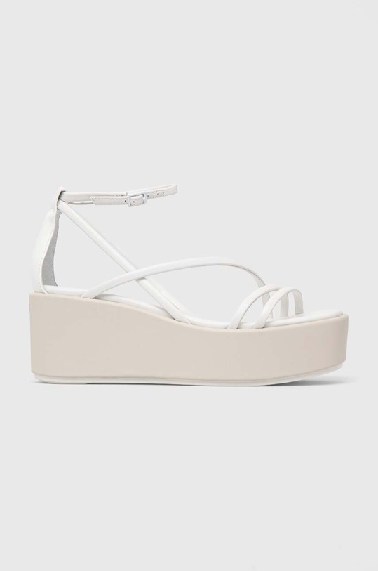Kožené sandály Calvin Klein WEDGE SANDAL 30 LTH HW0HW01949 bílá SS24