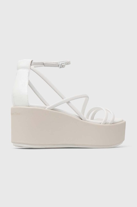 Boty Kožené sandály Calvin Klein WEDGE SANDAL 30 LTH HW0HW01949 bílá