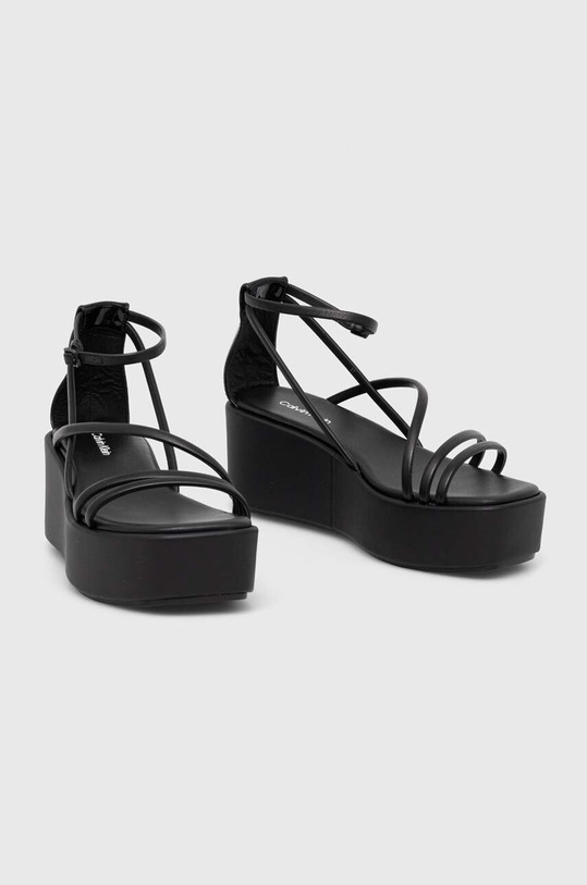 Шкіряні сандалі Calvin Klein WEDGE SANDAL 30 LTH HW0HW01949 чорний SS24