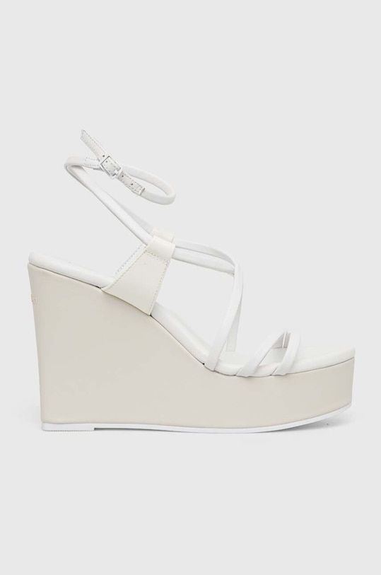 Calvin Klein sandały skórzane WEDGE pozostałe biały HW0HW01952