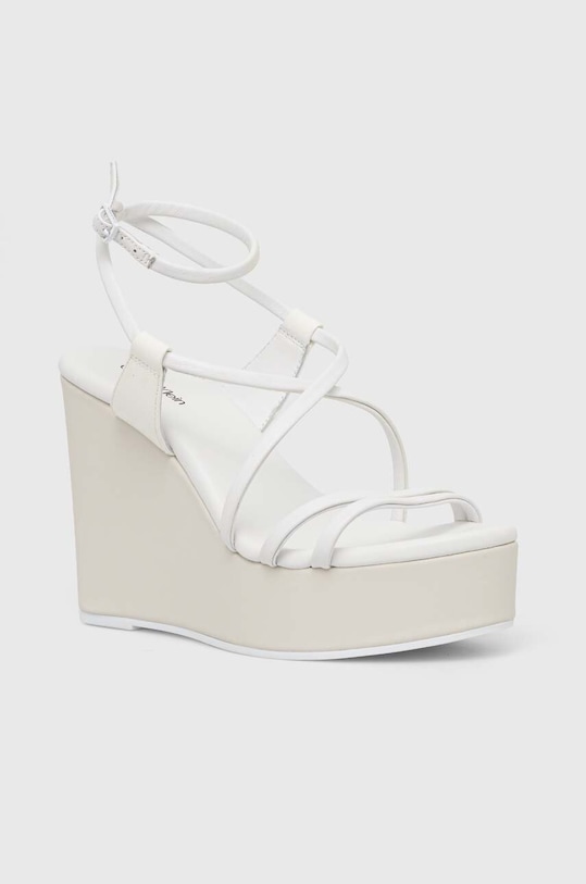 Calvin Klein sandały skórzane WEDGE HW0HW01952 biały SS24
