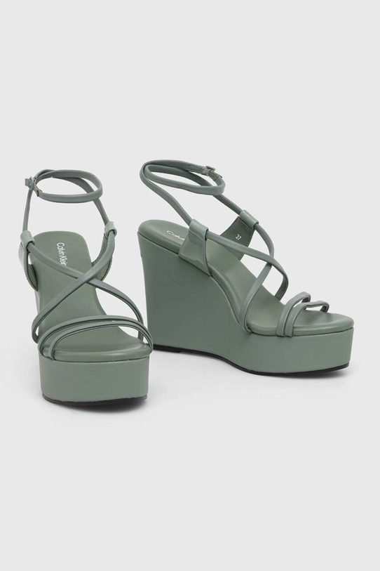 Încălțăminte Calvin Klein sandale de piele WEDGE HW0HW01952 verde