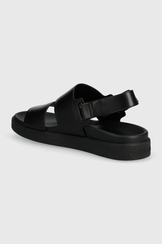 Обувки Кожени сандали Calvin Klein FLAT SANDAL CALVIN MTL LTH HW0HW01984 черен