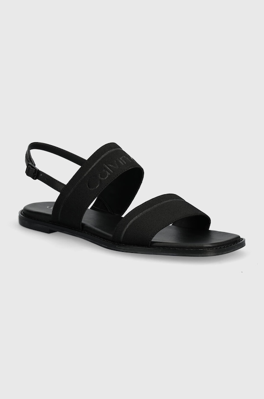 Sandále Calvin Klein FLAT SANDAL HE textilný čierna HW0HW01990