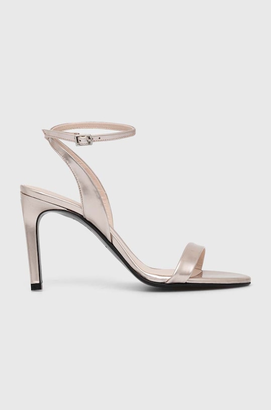 Kožené sandály Calvin Klein HEEL SANDAL 90 PEARL přírodní kůže zlatá HW0HW02026