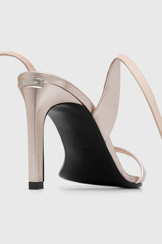 Încălțăminte Calvin Klein sandale de piele HEEL SANDAL 90 PEARL HW0HW02026 aur