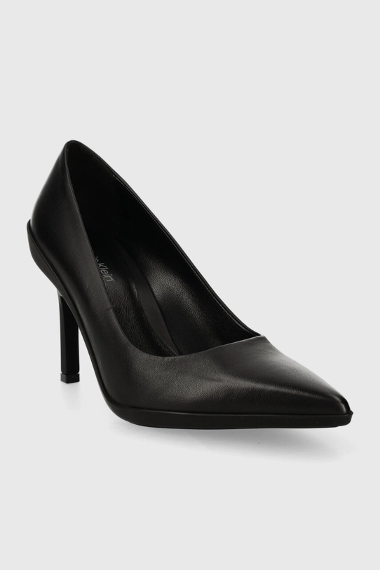 Calvin Klein szpilki skórzane HEEL PUMP 90 LEATHER HW0HW02033 czarny SS24