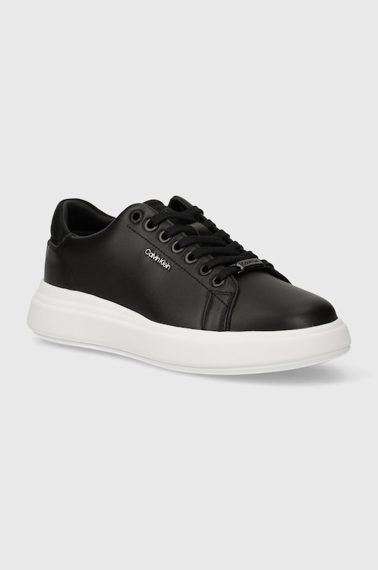 Kožené tenisky Calvin Klein CUPSOLE LACE UP CALVIN MTL LTH platforma čierna HW0HW02034