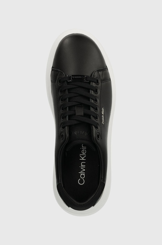 Kožené tenisky Calvin Klein CUPSOLE LACE UP CALVIN MTL LTH čierna HW0HW02034