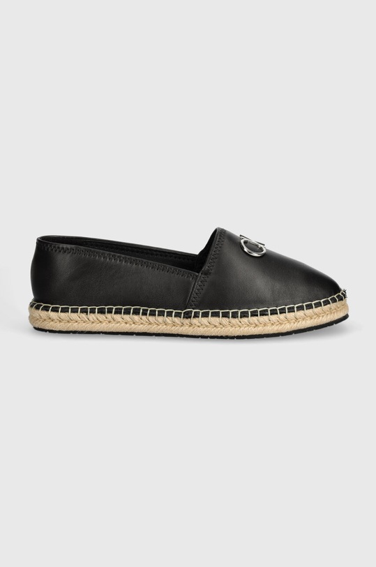 Kožené espadrilky Calvin Klein ESPADRILLE RE LOCK LEATHER HW0HW02036 čierna SS24