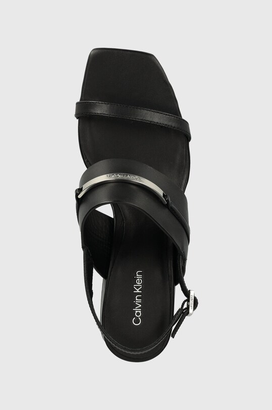 Calvin Klein sandały skórzane HEEL SANDAL 45 MET BAR LTH czarny HW0HW02056