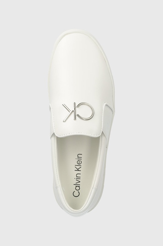 Calvin Klein bőr tornacipő FLATFORM CUP SLIP ON RE LOCK LTH fehér HW0HW02057