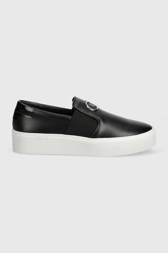 Kožené tenisky Calvin Klein FLATFORM CUP SLIP ON RE LOCK LTH HW0HW02057 černá SS24