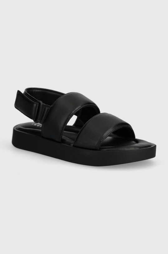 Sandali Inuikii Padded Velcro Imitacija zrnatega usnja črna 70106.135.Black