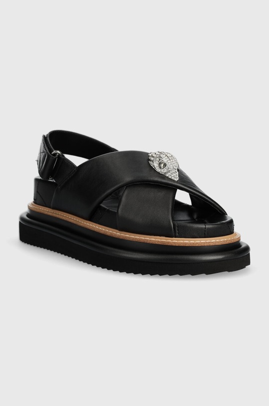 Kurt Geiger London sandały skórzane Orson Cross Strap Sandal 9992200109.BLACK czarny SS24
