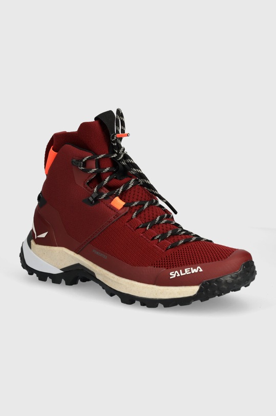 Salewa pantofi Puez Knit Mid Powertex textil burgundia 00.0000061435