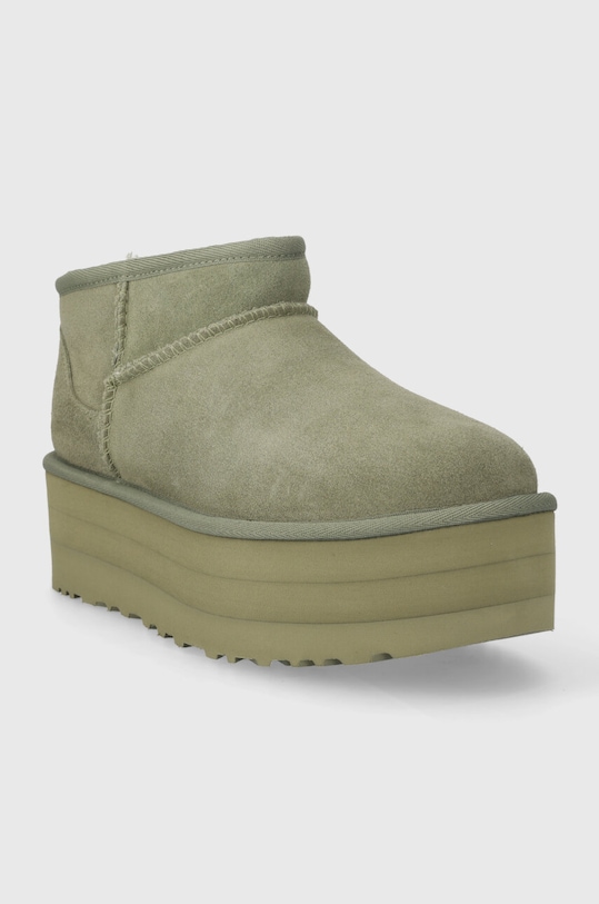 Čizme za snijeg od brušene kože UGG Classic Ultra Mini Platform 1135092.SDC zelena SS24