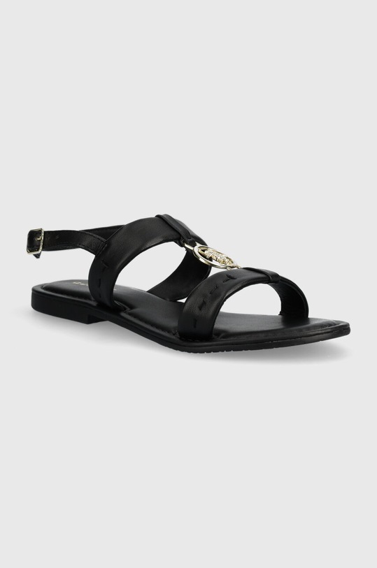 U.S. Polo Assn. sandały skórzane LINDA płaski czarny LINDA005W.4L1