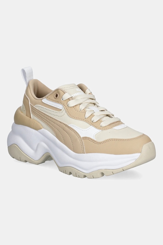 Sneakers boty Puma Cilia Wedge imitace kůže béžová 393915