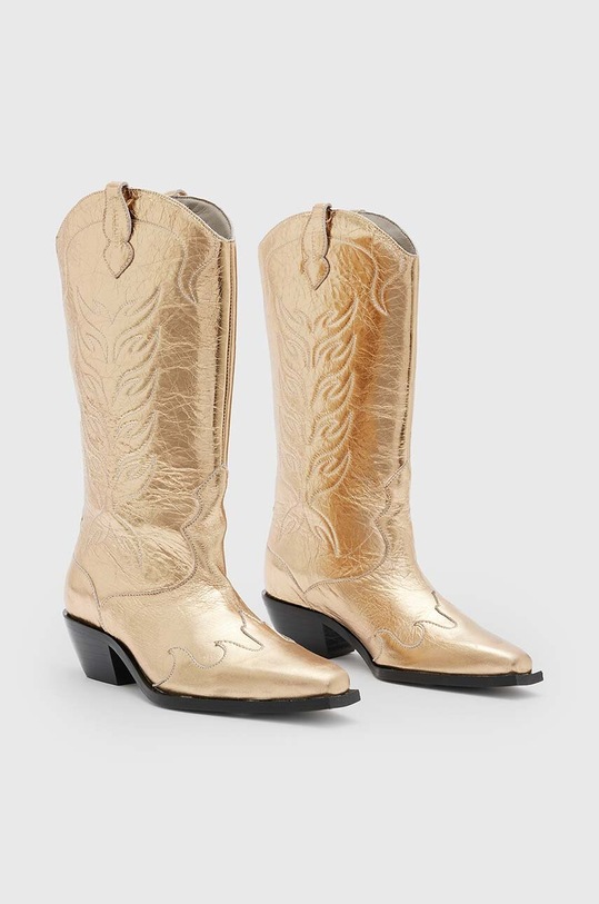 Δερμάτινες καουμπόικες μπότες AllSaints Dolly Boot WF763Z χρυσαφί SS24