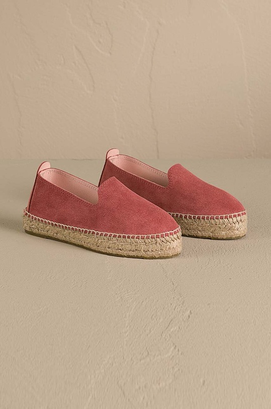 Manebi espadryle zamszowe Hamptons Double Sole Espadrilles platforma czerwony R.7.0.D0