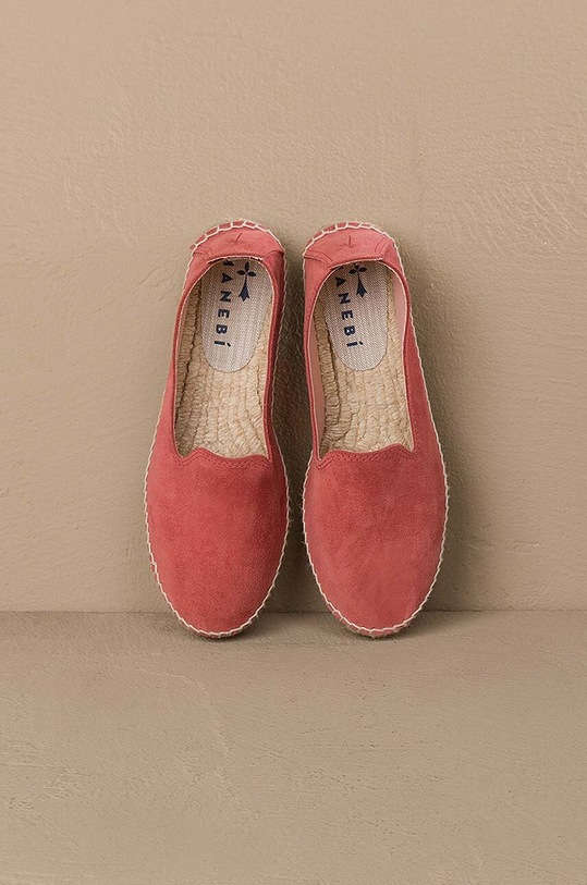 Manebi espadryle zamszowe Hamptons Double Sole Espadrilles R.7.0.D0 czerwony SS24
