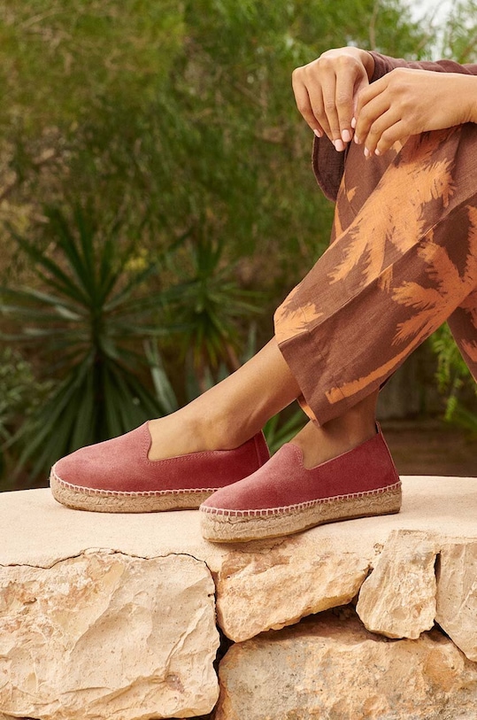Obuwie Manebi espadryle zamszowe Hamptons Double Sole Espadrilles R.7.0.D0 czerwony