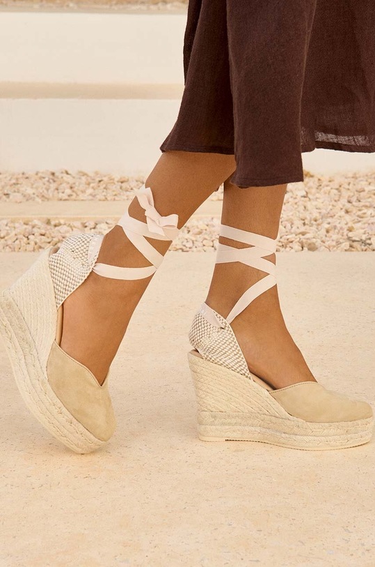 Εσπαντρίγιες Manebi Hamptons Heart-Shaped Wedge Espadrilles M.1.1.WH μπεζ SS24