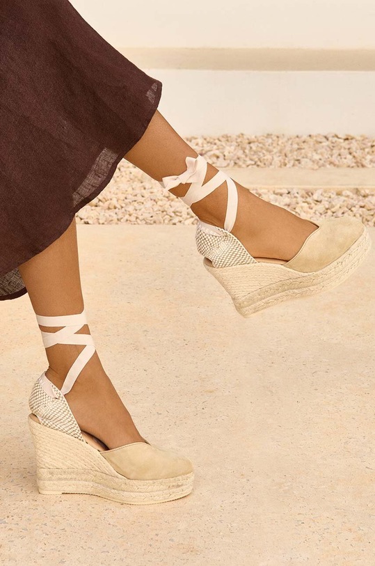 Παπούτσια Εσπαντρίγιες Manebi Hamptons Heart-Shaped Wedge Espadrilles M.1.1.WH μπεζ
