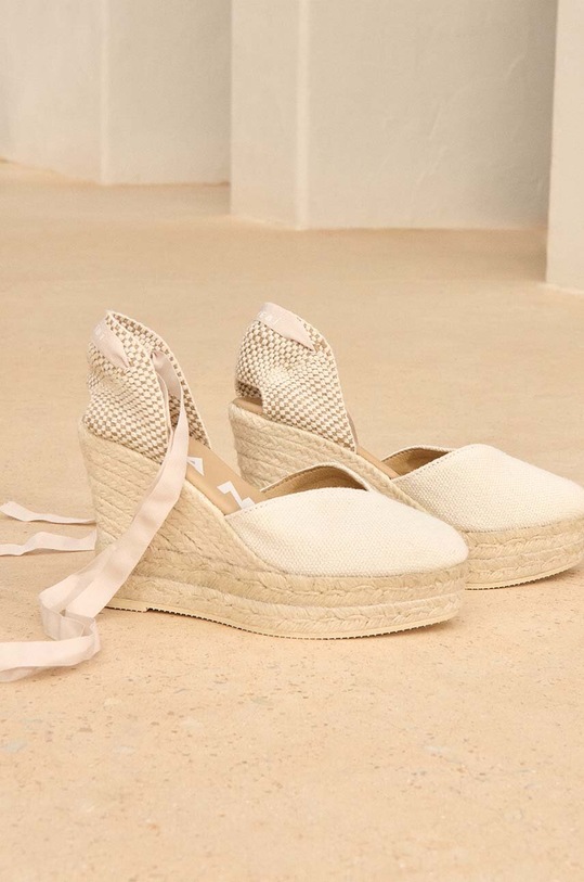 Manebi espadryle La Havana Heart-Shaped Wedge Espadrilles koturn biały O.7.0.WH