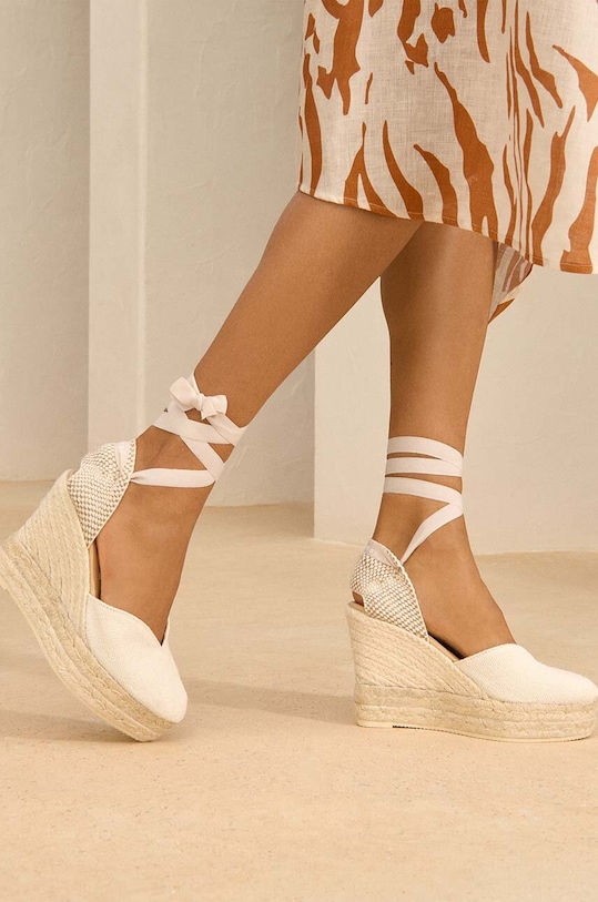 Manebi espadryle La Havana Heart-Shaped Wedge Espadrilles O.7.0.WH biały SS24