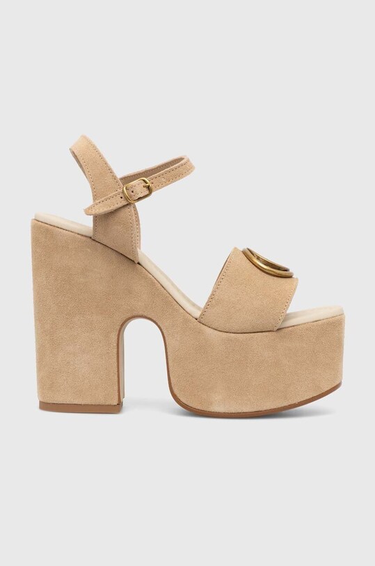 Sandale od brušene kože Guess CLODY FLJCLO.SUE04.BEIGE bež SS24