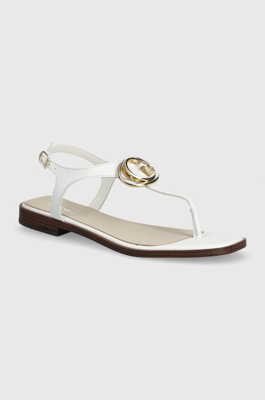 Δερμάτινα σανδάλια Guess MIRY φλατ λευκό FLJMIR.LEA03.WHITE
