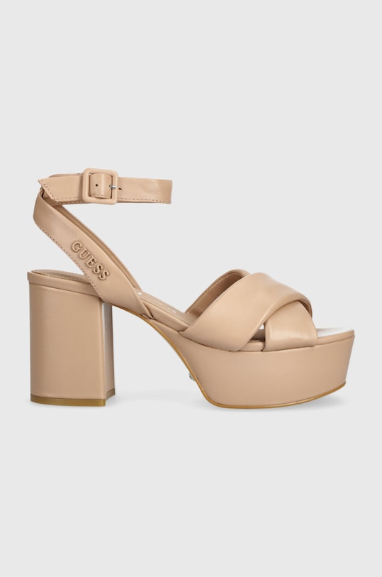 Kožené sandály Guess SHANNY přírodní kůže béžová FLJSNN.LEA03.NATU