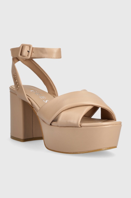 Kožené sandály Guess SHANNY FLJSNN.LEA03.NATU béžová SS24