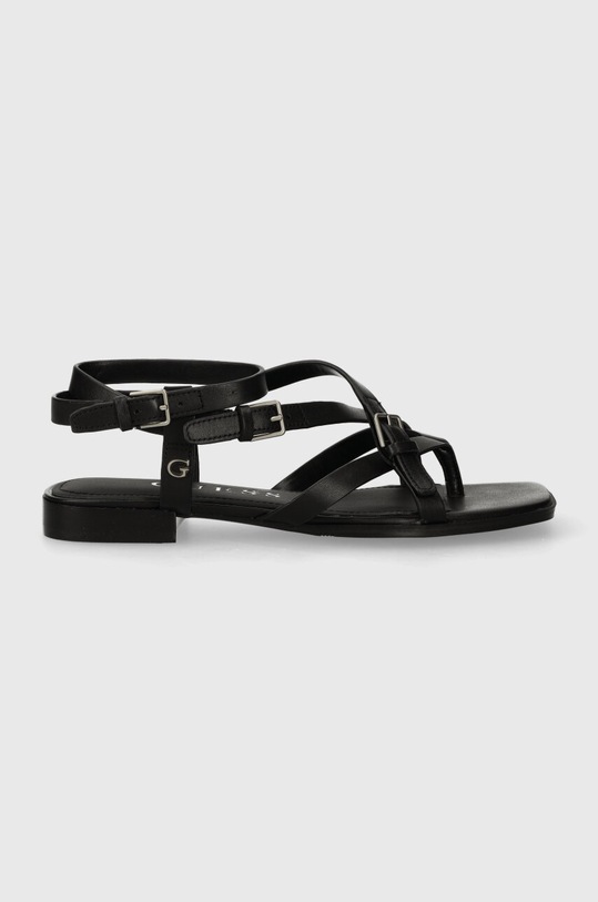 Guess sandały skórzane TAMPER płaski czarny FLJTAM.LEA03.BLACK
