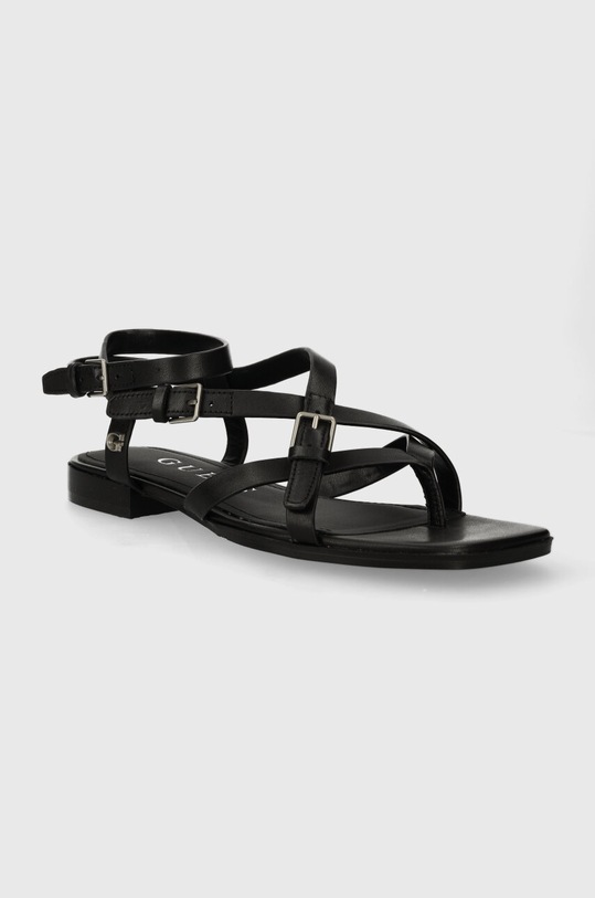 Guess sandały skórzane TAMPER FLJTAM.LEA03.BLACK czarny SS24