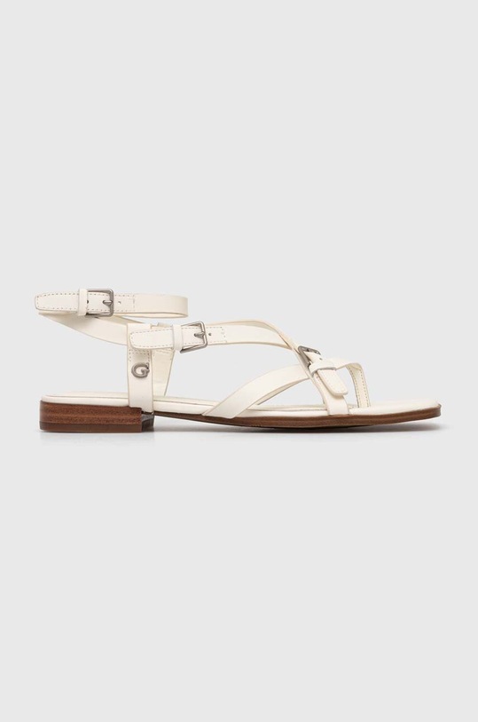 Guess sandały skórzane TAMPER FLJTAM.LEA03.IVORY beżowy SS24