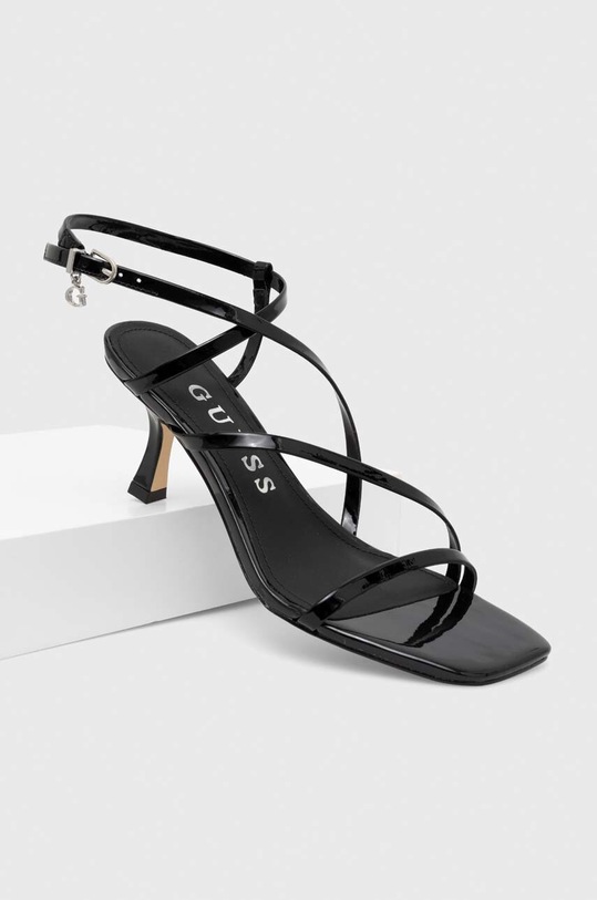 Δερμάτινα σανδάλια Guess RIMILLA RIMILLA FLJRIM.PAT03.BLACK μαύρο SS24