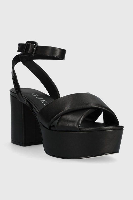 Guess sandały skórzane SHANNY FLJSNN.LEA03.BLACK czarny SS24