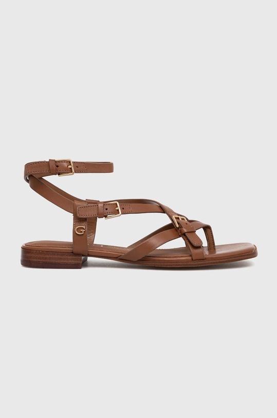 Guess sandały skórzane TAMPER płaski brązowy FLJTAM.LEA03.TAN