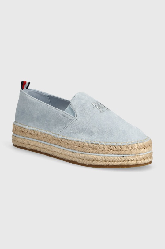 Tommy Hilfiger espadryle zamszowe TH EMBROIDERED SUEDE FLATFORM platforma niebieski FW0FW07695
