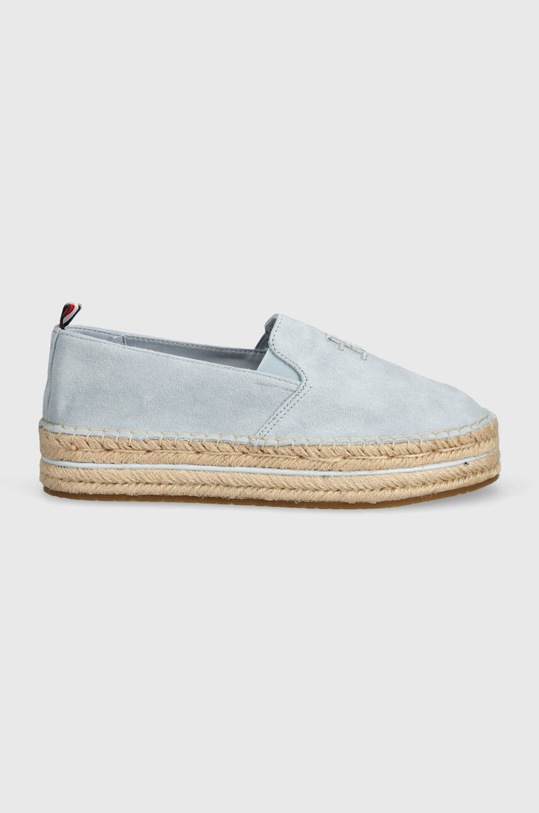 Tommy Hilfiger espadryle zamszowe TH EMBROIDERED SUEDE FLATFORM FW0FW07695 niebieski SS24