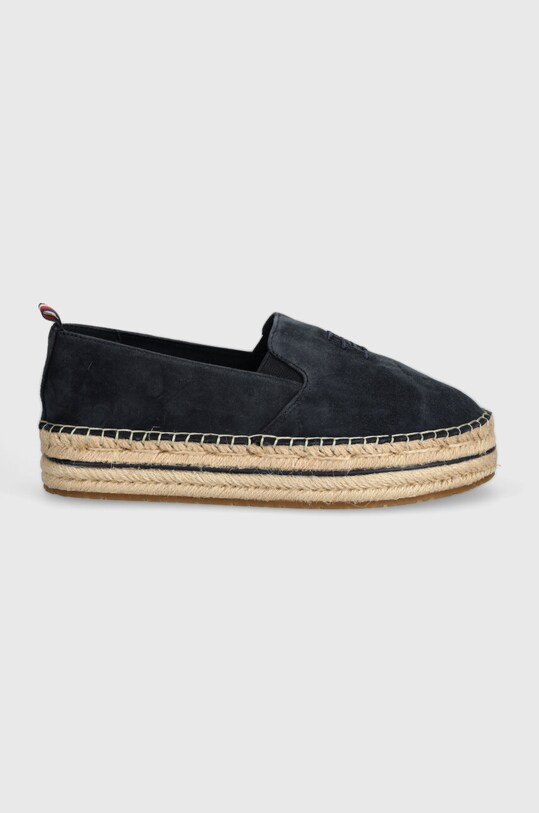 Замшевые эспадрильи Tommy Hilfiger TH EMBROIDERED SUEDE FLATFORM FW0FW07695 тёмно-синий SS24