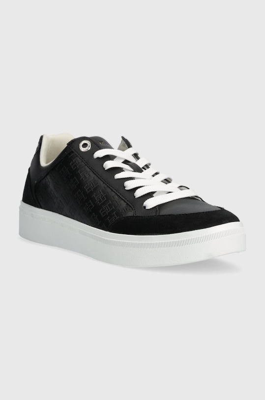 Kožne tenisice Tommy Hilfiger COURT SNEAKER MONOGRAM FW0FW07812 crna SS24