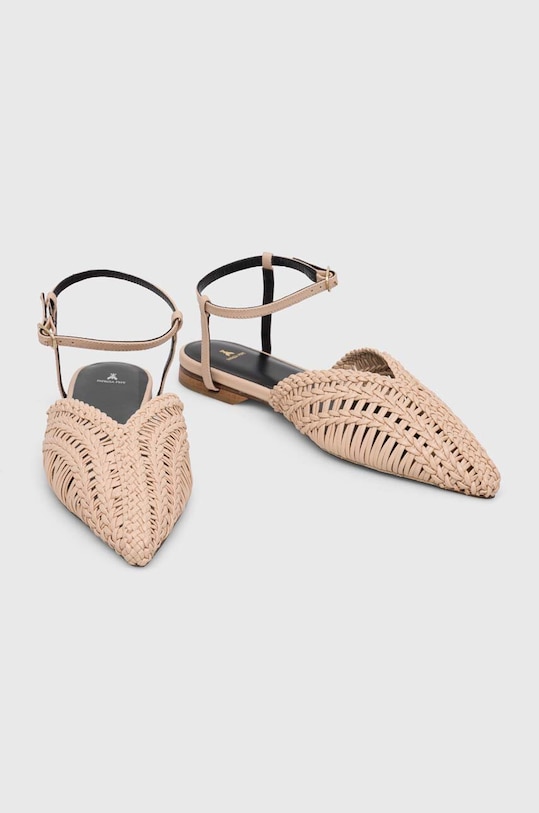 Кожаные балетки Patrizia Pepe 2Z0013.L109.B743 бежевый SS24