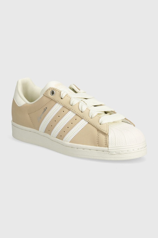 Kožne tenisice adidas Originals Superstar W nubuk bež IE3039