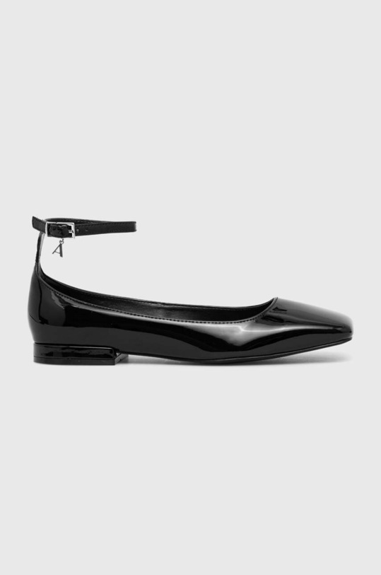 Twinset baleriny imitacja skóry lakierowanej czarny 241ACT060.00006